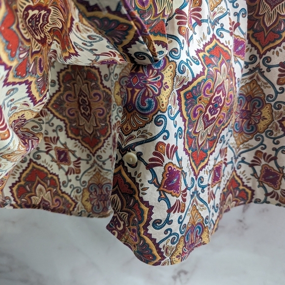 Chicos Shirt Women XL 3 Pink White Paisley Non Iron Wrinkle Button Up Back - Picture 9 of 12